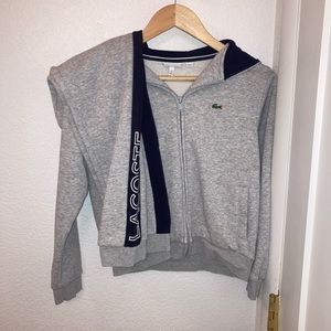 LACOSTE 2-Piece Set Joggers & Hoodie Gray & Navy SZ: 12